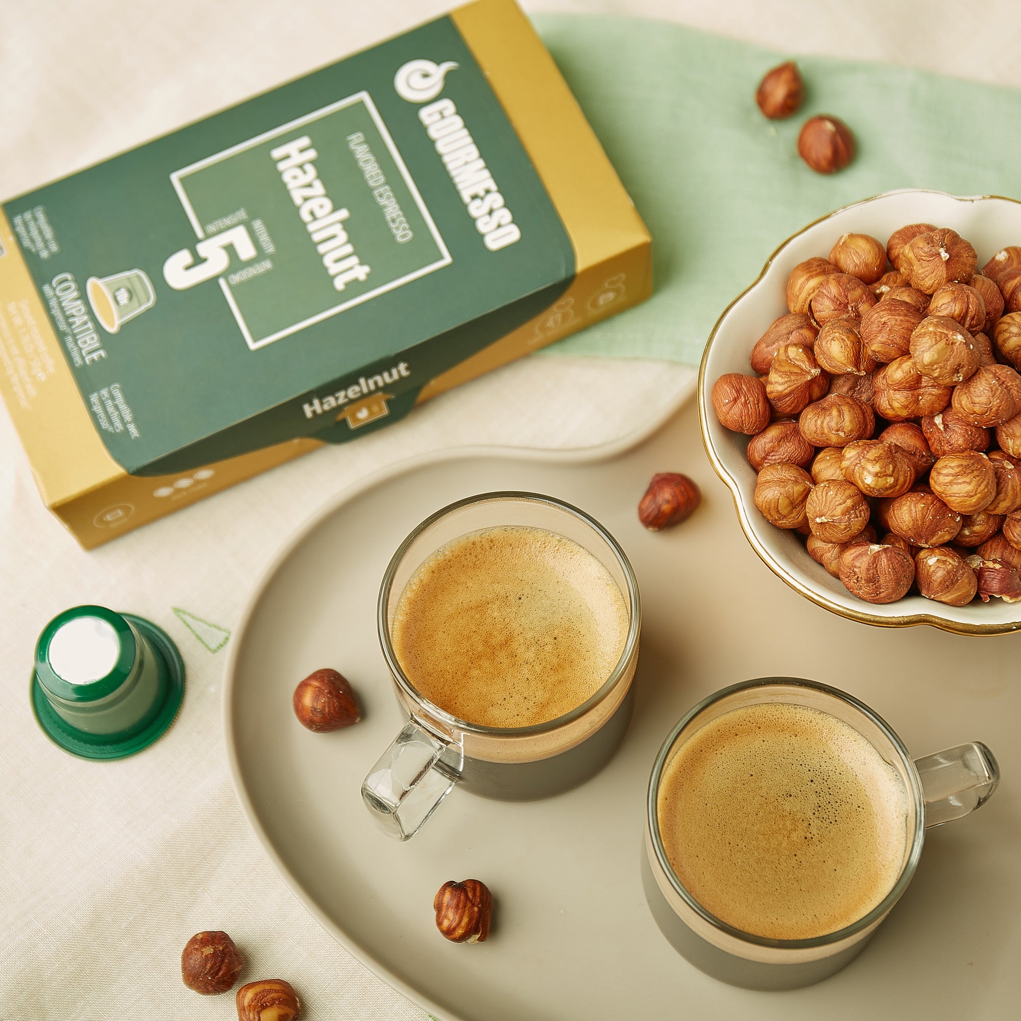 Hazelnut Flavored Coffee Capsules for Nespresso Machines Gourmesso Coffee