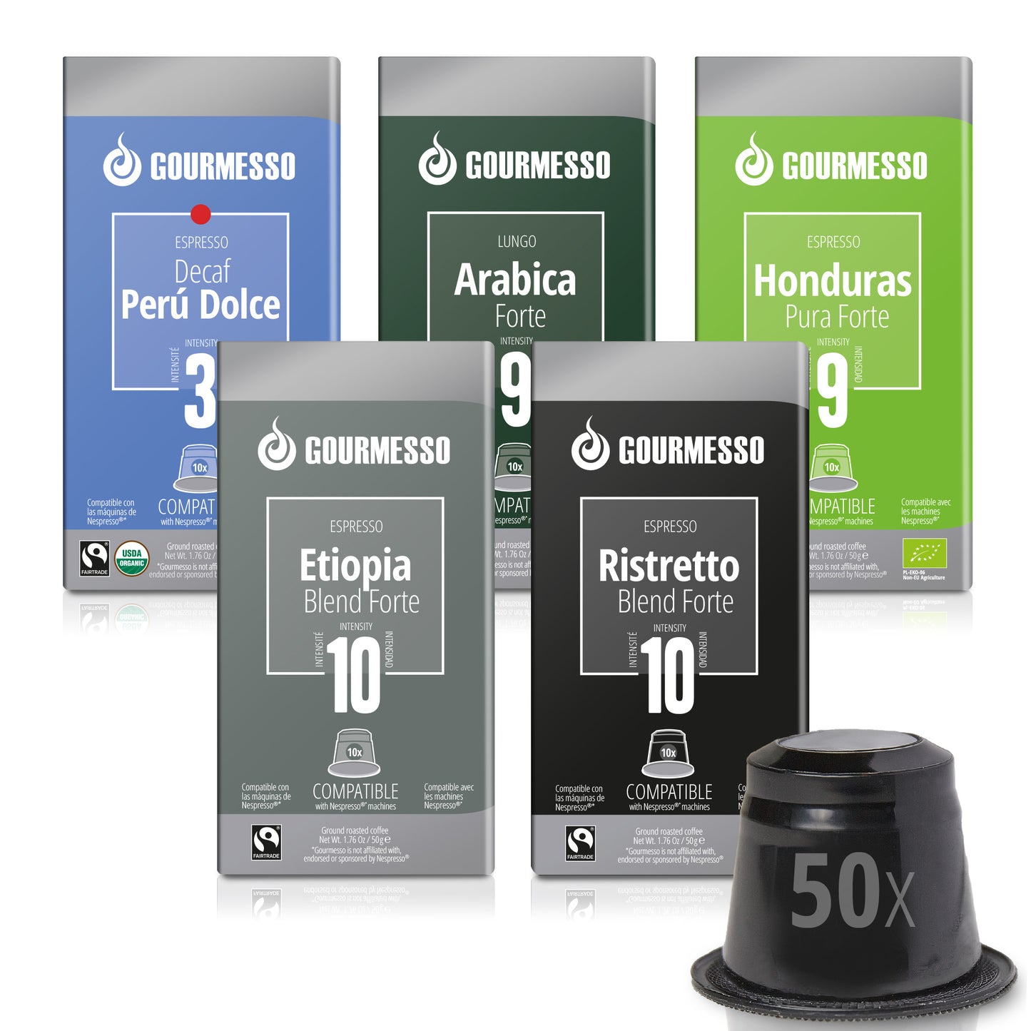 Fairtrade Espresso Variety Pack 50 Pods - 5 Blends