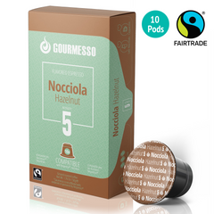 Gourmesso Capsules for Nespresso Machines - 10 ct Hazelnut Flavored Espresso - Compatible Fairtrade Coffee Pods